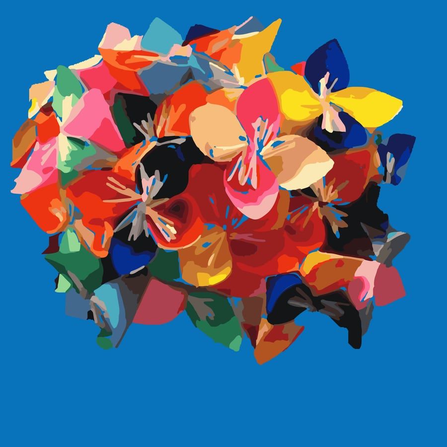 Palette-true vector trace of the original bouquet photograph