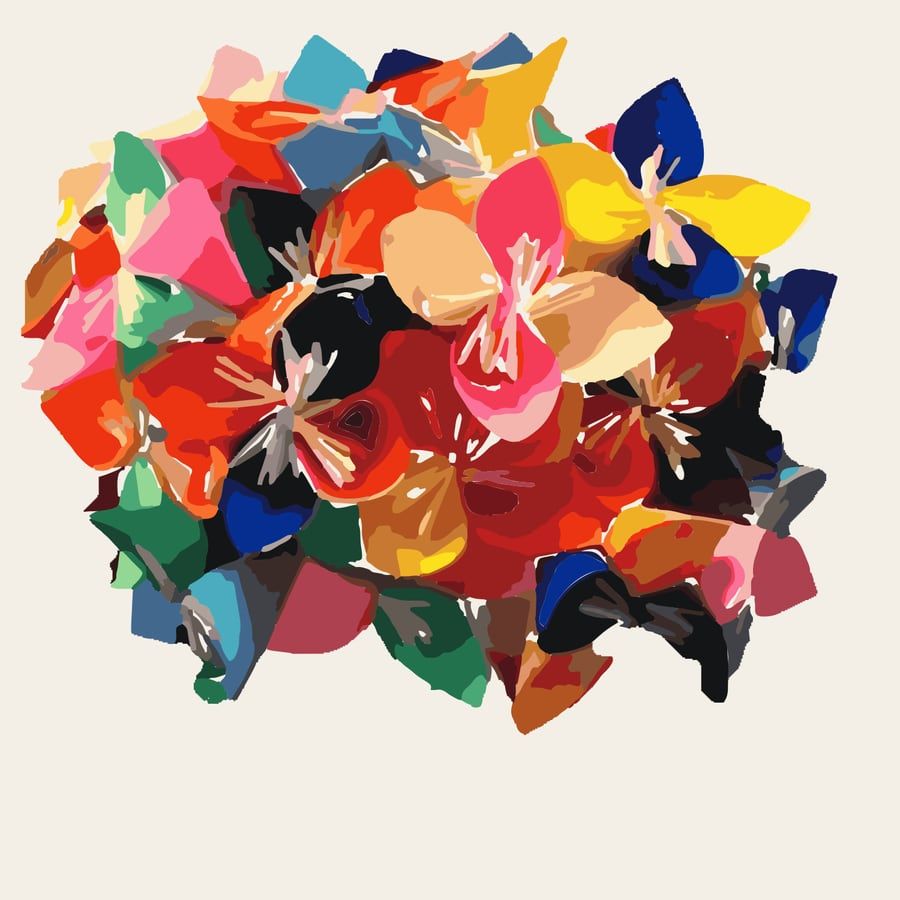 Palette-true vector trace of the original bouquet photograph